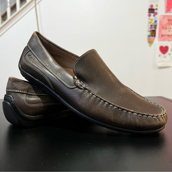 ECCO Men\'s Dark Brown Leather Slip-Ons Loafers 44 Men’s 10 main image 13